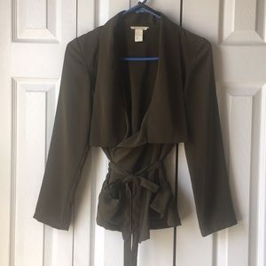 H&M Olive Green Wrap Blazer Size 2